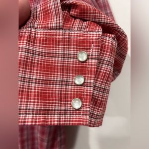 WRANGLER, MEN'S RED PLAID PRINT, LS PEARL SNAP WESTERN SHIRT, great condition!